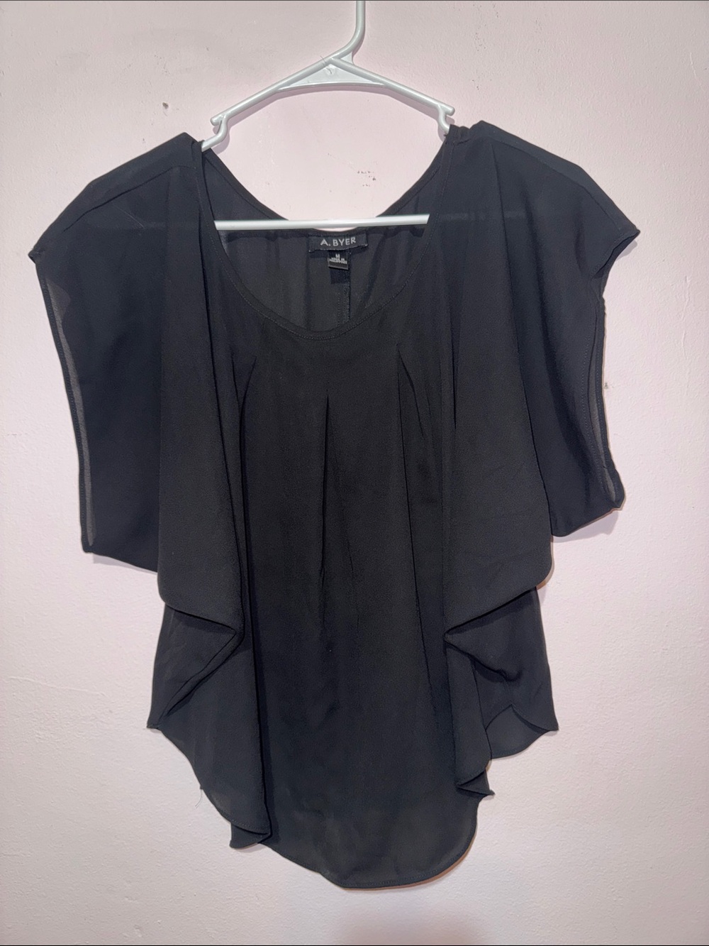 A. Byer Black Ruffle Sleeve Blouse